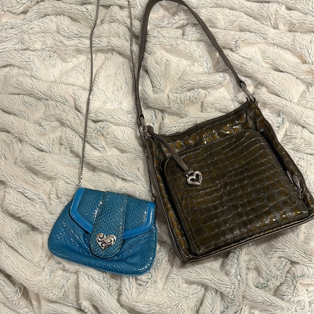 Brighton bundle! Crocodile Olive Green Bag + blue snakeskin mini!